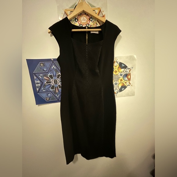 Anne Klein Black Cocktail Dress with Snakeskin Trim - Picture 4 of 12